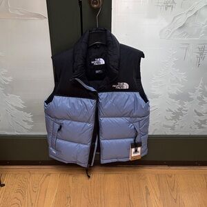 The North Face Black and Blue Puffer Nuptse Vest Firm price